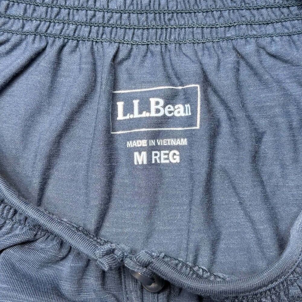L.L.Bean Womens Medium 3/4 Sleeve Henley Blouse Blue Stretch Casual Top - Picture 5 of 9